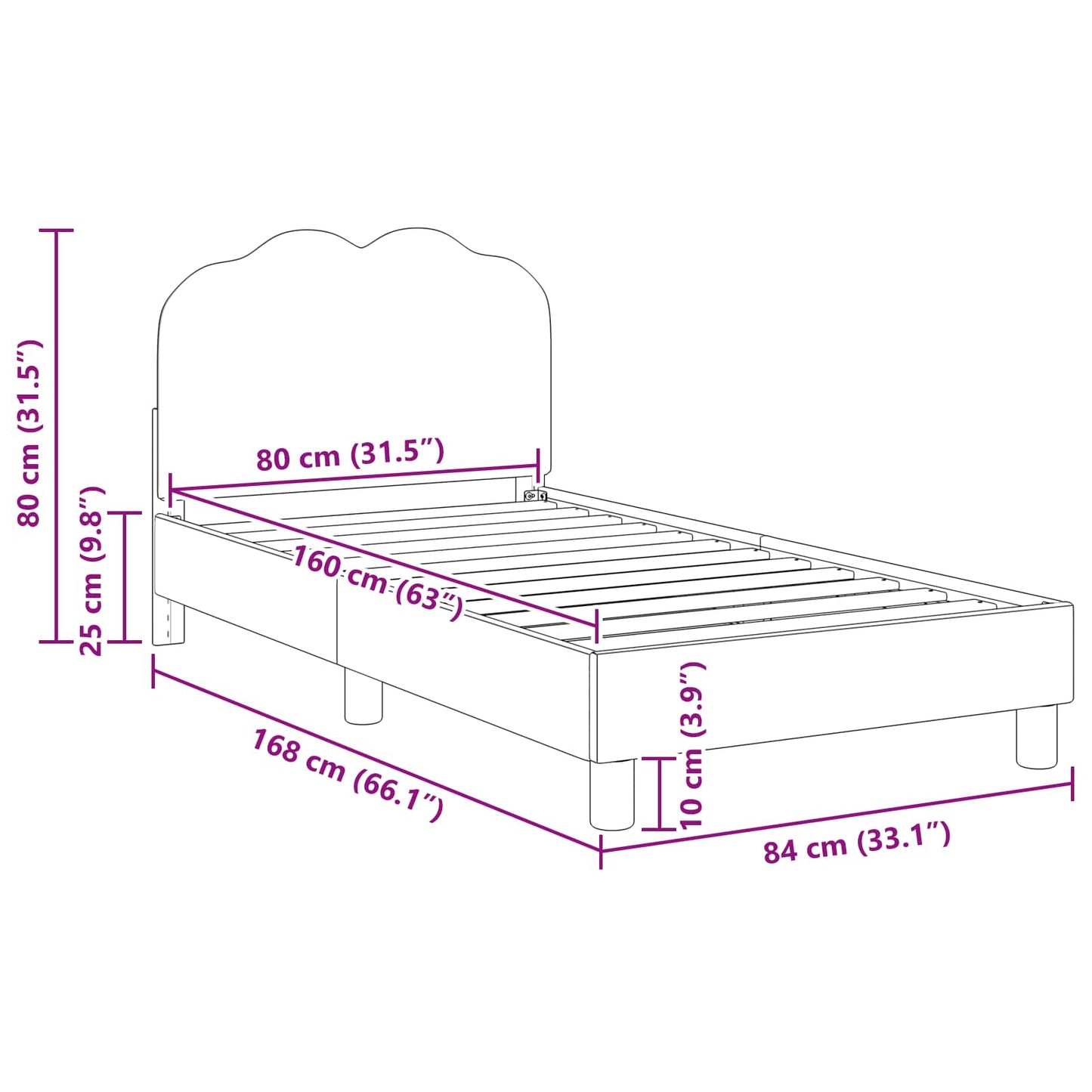 vidaXL Kinderbettgestell mit Kopfteil Creme 80 x 160 cm Schafstoff
