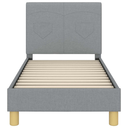 Kinderbettgestell mit Kopfteil Hellgrau 70 x 140 cm Stoff