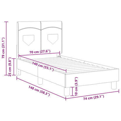 Kinderbettgestell mit Kopfteil Hellgrau 70 x 140 cm Stoff