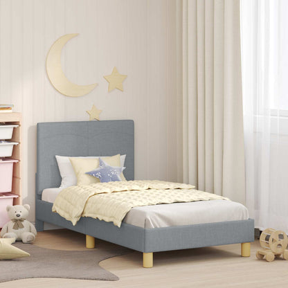 Kinderbettgestell mit Kopfteil Hellgrau 80 x 160 cm Stoff