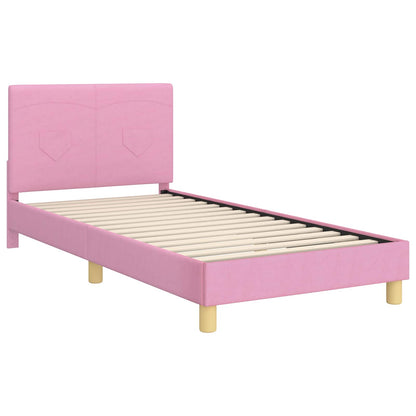 Kinderbettgestell mit Kopfteil Rosa 80 x 200 cm Stoff