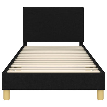 Kinderbettgestell mit Kopfteil Schwarz 90 x 200 cm Stoff