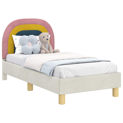 Kinderbettgestell mit Kopfteil Creme 70 x 140 cm Samt