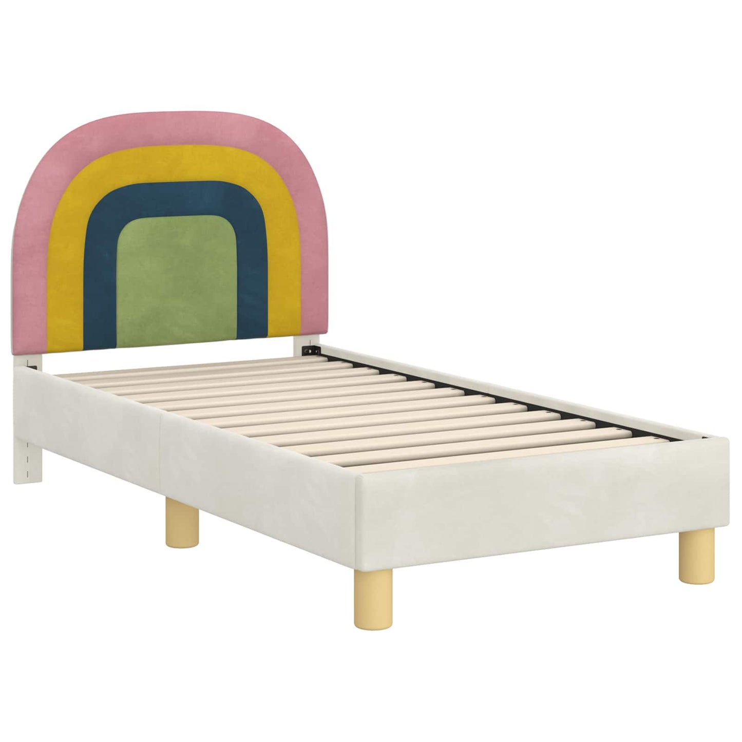 Kinderbettgestell mit Kopfteil Creme 70 x 140 cm Samt