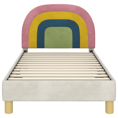 Kinderbettgestell mit Kopfteil Creme 80 x 160 cm Samt