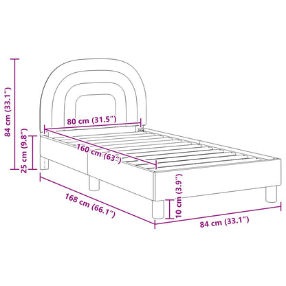 Kinderbettgestell mit Kopfteil Creme 80 x 160 cm Samt