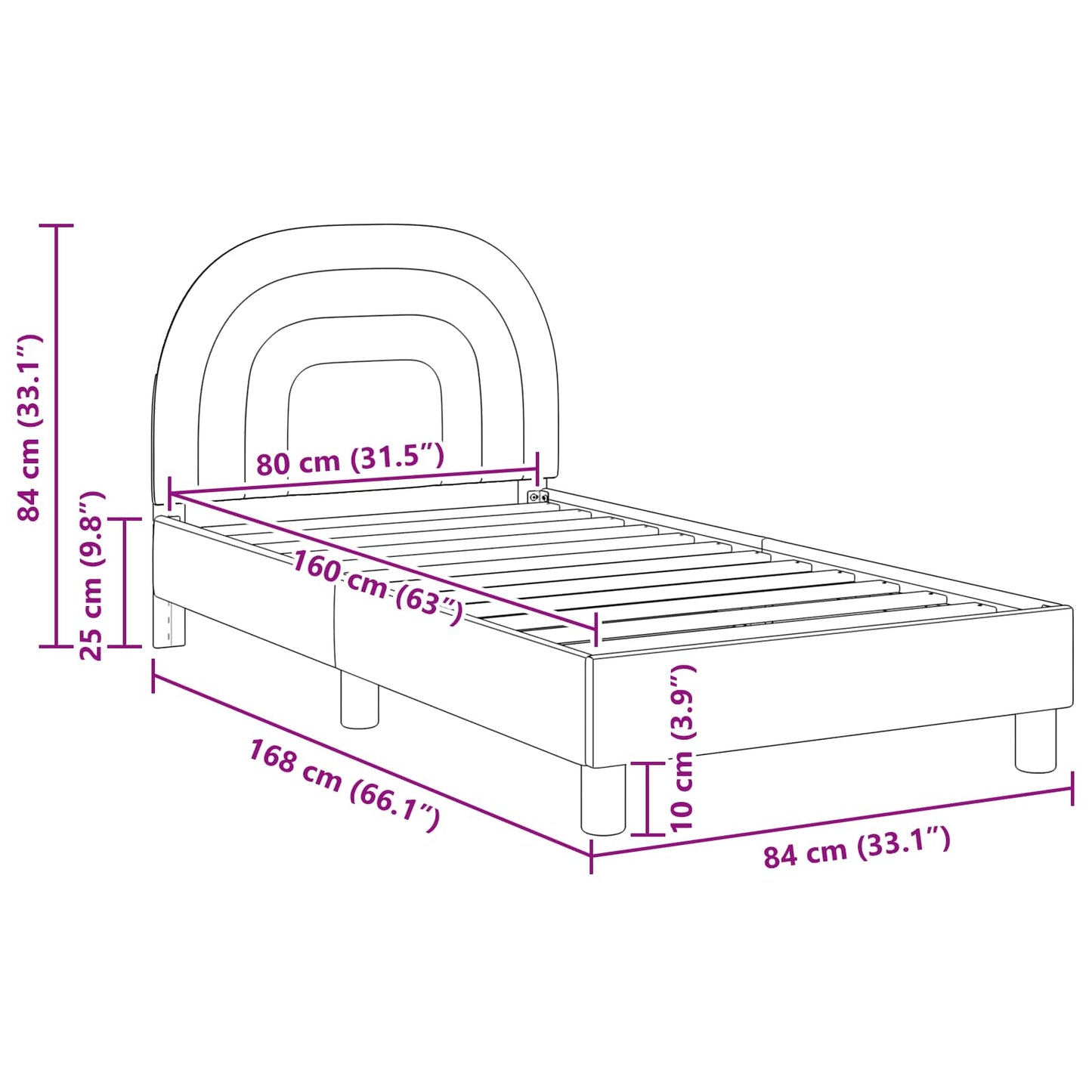 Kinderbettgestell mit Kopfteil Rosa 80 x 160 cm Samt