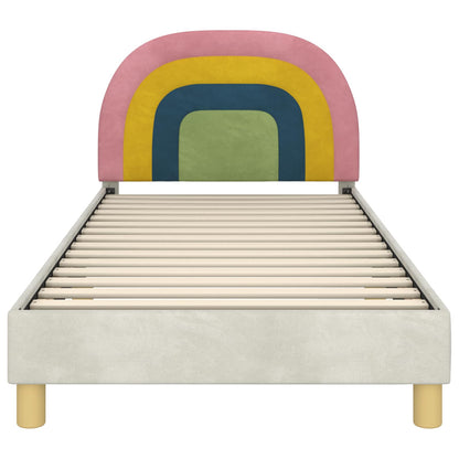 Kinderbettgestell mit Kopfteil Creme 80 x 200 cm Samt