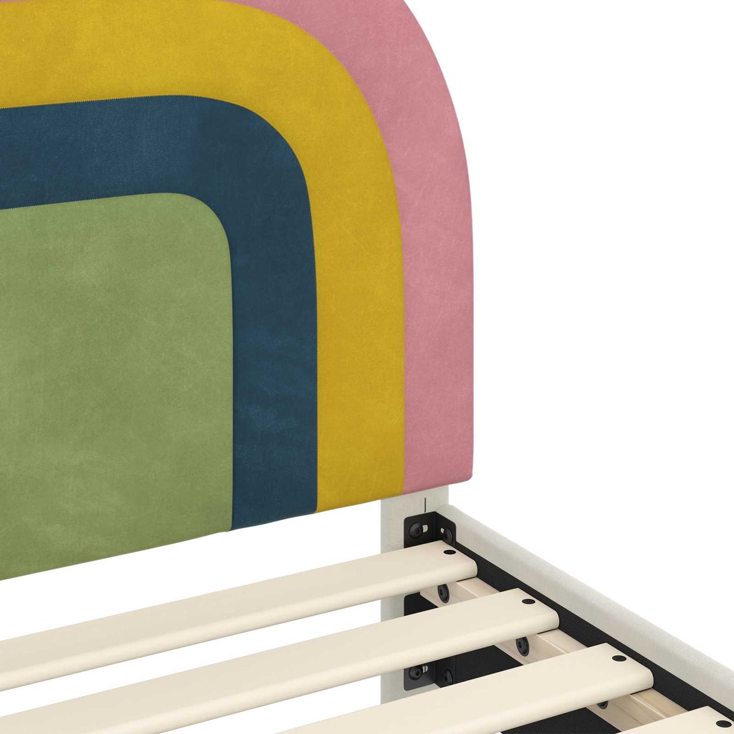 Kinderbettgestell mit Kopfteil Creme 90 x 200 cm Samt