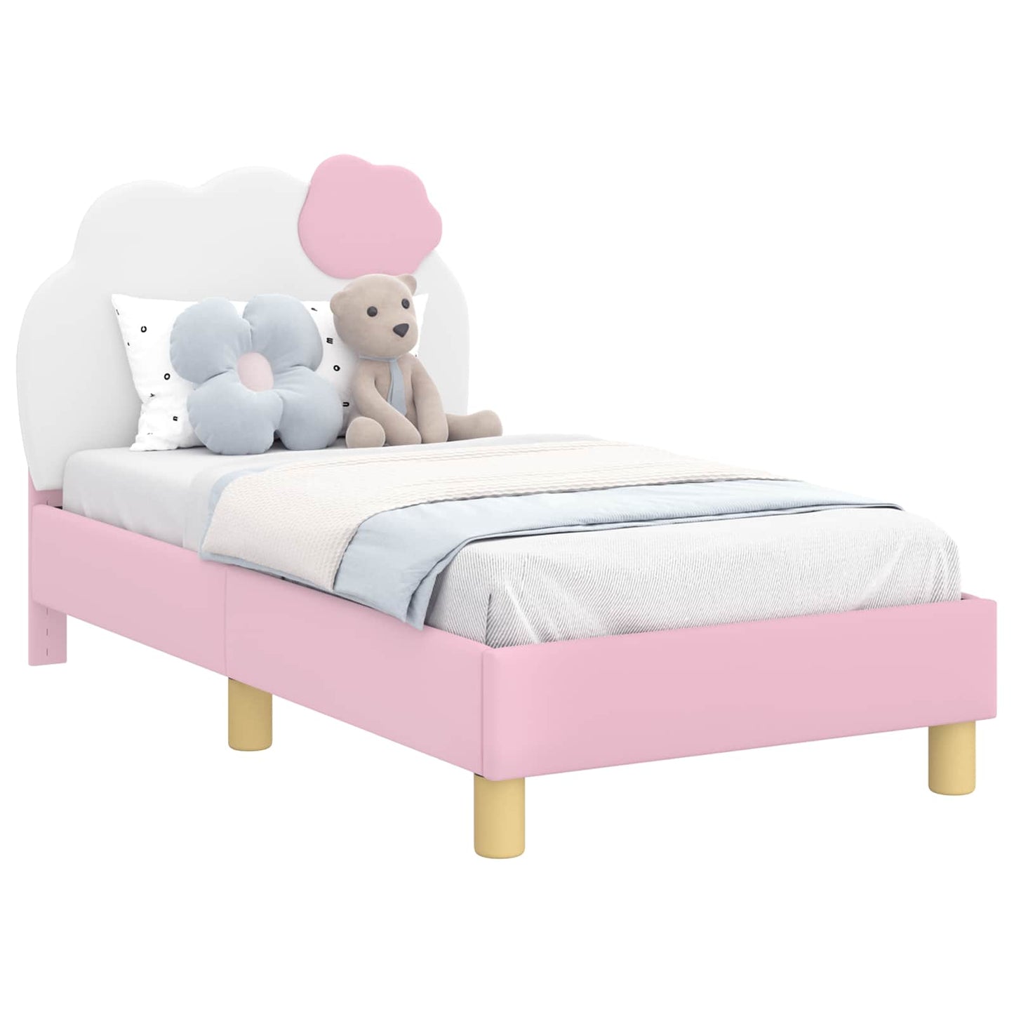 Kinderbettgestell mit Kopfteil mit Kopfteil Rosa 70 x 140 cm PU