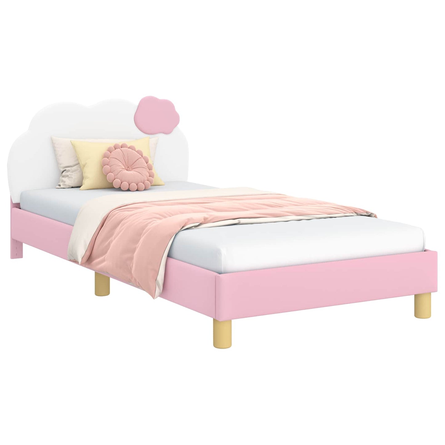 Kinderbettgestell mit Kopfteil mit Kopfteil Rosa 80 x 200 cm PU