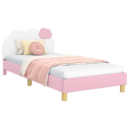 Kinderbettgestell mit Kopfteil mit Kopfteil Rosa 80 x 200 cm PU