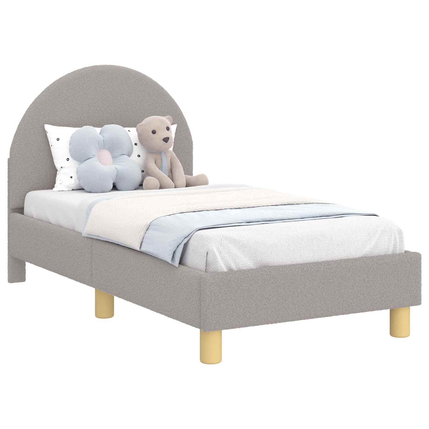 Kinderbettgestell mit Kopfteil Hellgrau 70 x 140 cm Schafstoff