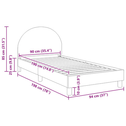 Kinderbettgestell mit Kopfteil Hellgrau 90 x 190 cm Schafstoff