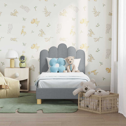 Kinderbettgestell mit Kopfteil Hellgrau 70 x 140 cm Stoff