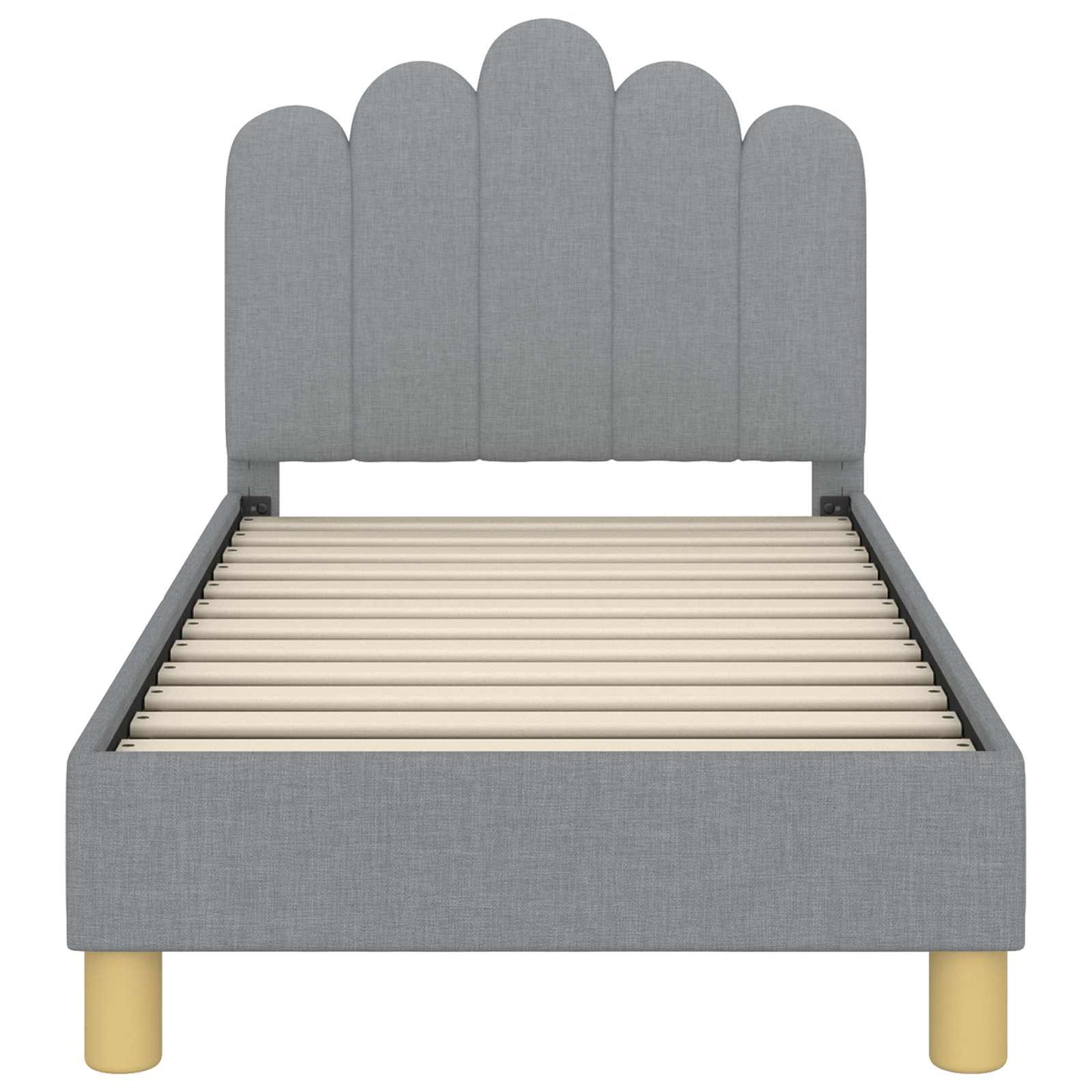 Kinderbettgestell mit Kopfteil Hellgrau 70 x 140 cm Stoff