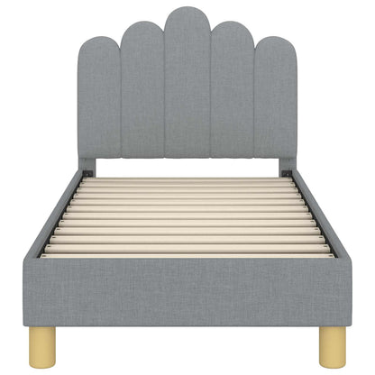 Kinderbettgestell mit Kopfteil Hellgrau 70 x 140 cm Stoff