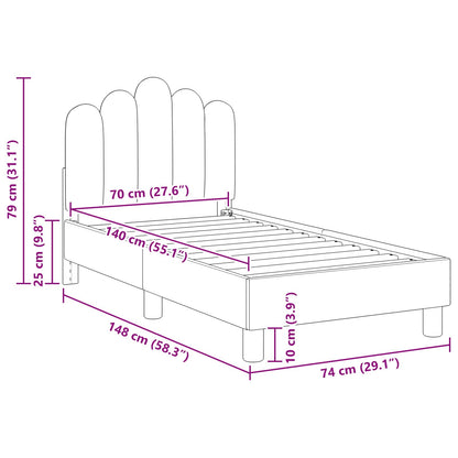 Kinderbettgestell mit Kopfteil Hellgrau 70 x 140 cm Stoff