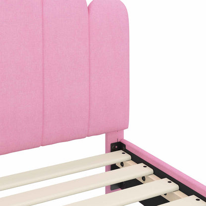 vidaXL Kinderbettgestell mit Kopfteil Rosa 70 x 140 cm Stoff