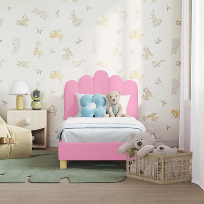 vidaXL Kinderbettgestell mit Kopfteil Rosa 70 x 140 cm Stoff