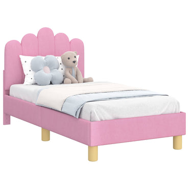 vidaXL Kinderbettgestell mit Kopfteil Rosa 70 x 140 cm Stoff