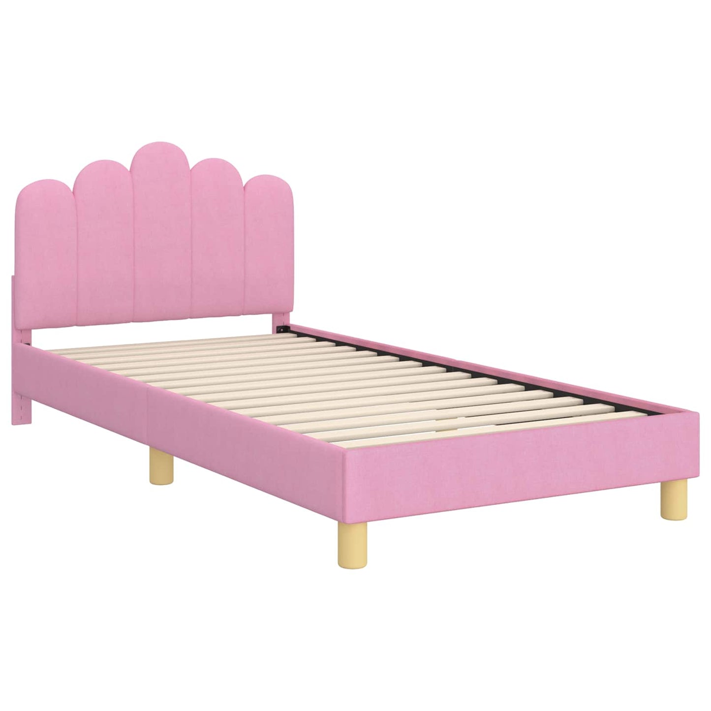 Kinderbettgestell mit Kopfteil Rosa 90 x 200 cm Stoff