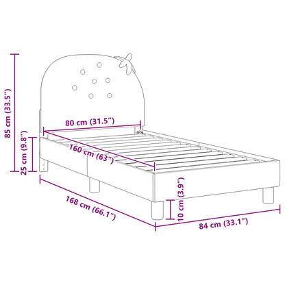 Kinderbettgestell mit Kopfteil Rosa 80 x 160 cm Samt