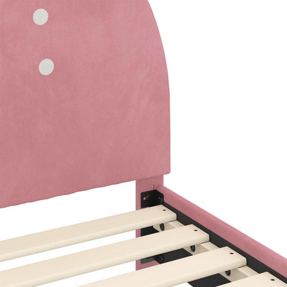 Kinderbettgestell mit Kopfteil Rosa 90 x 190 cm Samt