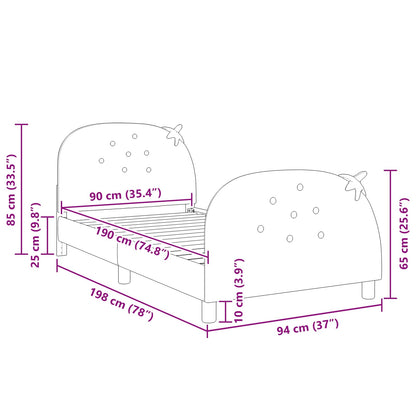 Kinderbettgestell mit Kopfteil Rosa 90 x 190 cm Samt