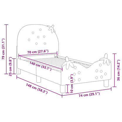 Kinderbettgestell mit Kopfteil Rosa 70 x 140 cm Samt