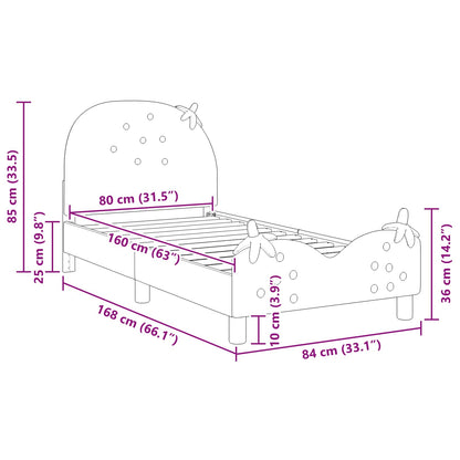 Kinderbettgestell mit Kopfteil Rosa 80 x 160 cm Samt