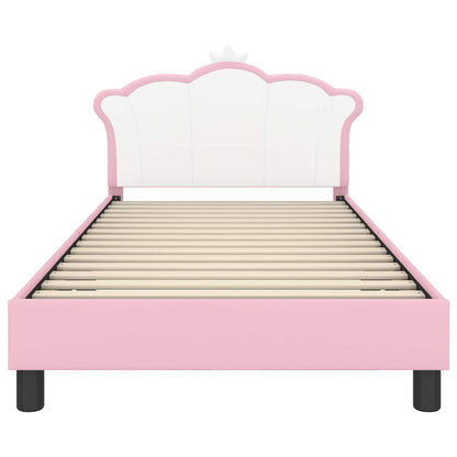 Kinderbettgestell mit Kopfteil mit Kopfteil Rosa 90 x 190 cm PU