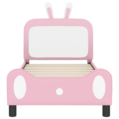 Kinderbettgestell mit Kopfteil mit Kopfteil Rosa 80 x 160 cm PU