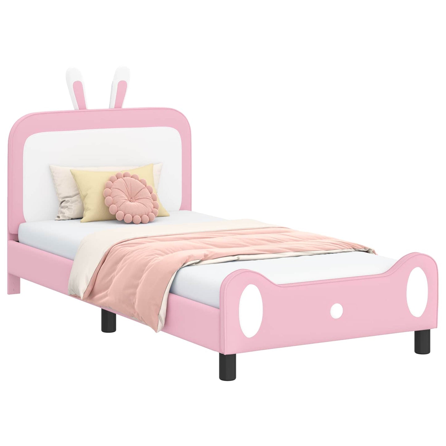 Kinderbettgestell mit Kopfteil mit Kopfteil Rosa 80 x 200 cm PU