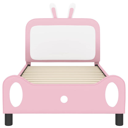 Kinderbettgestell mit Kopfteil mit Kopfteil Rosa 90 x 200 cm PU