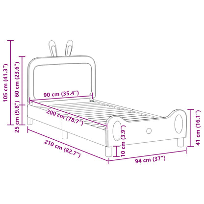 Kinderbettgestell mit Kopfteil mit Kopfteil Blau 90 x 200 cm PU