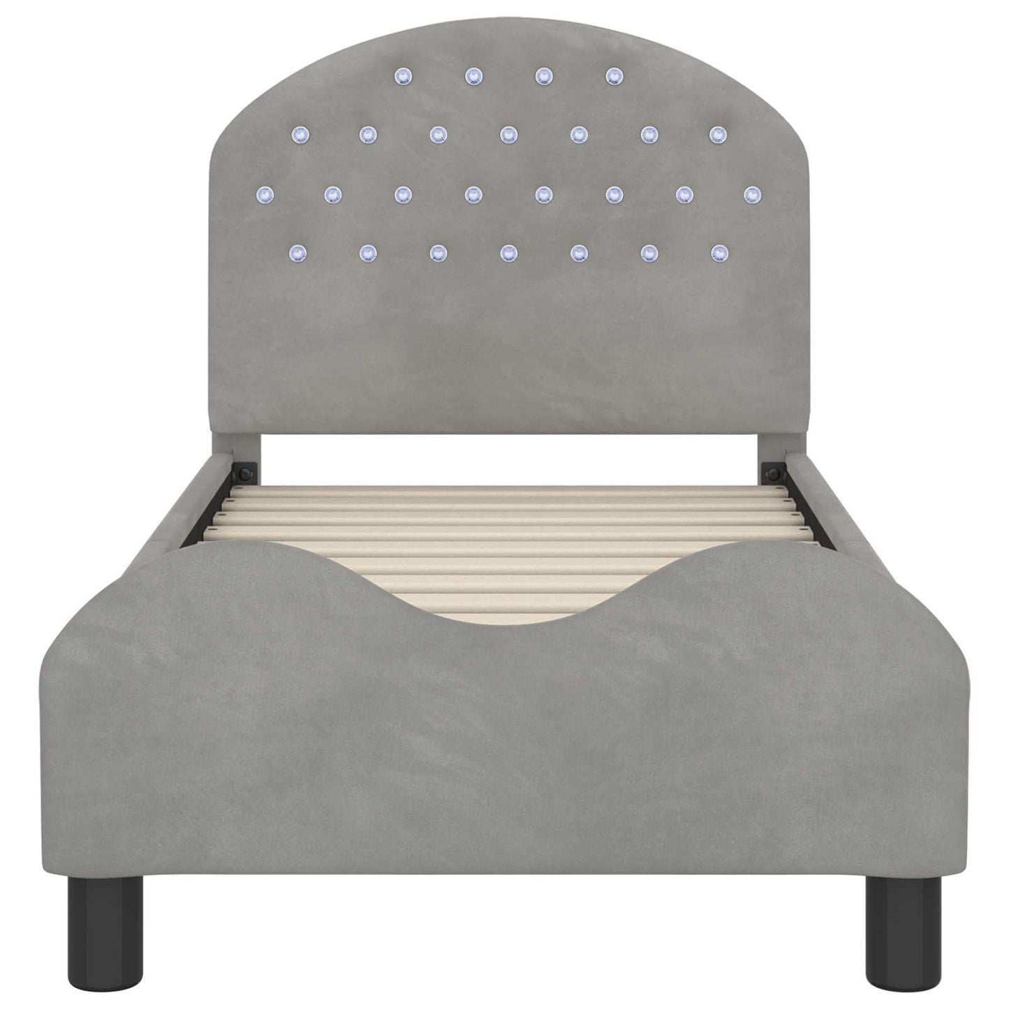 Kinderbettgestell mit Kopfteil Hellgrau 70 x 140 cm Samt