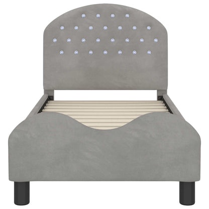 Kinderbettgestell mit Kopfteil Hellgrau 70 x 140 cm Samt