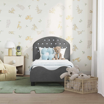 Kinderbettgestell mit Kopfteil Dunkelgrau 70 x 140 cm Samt