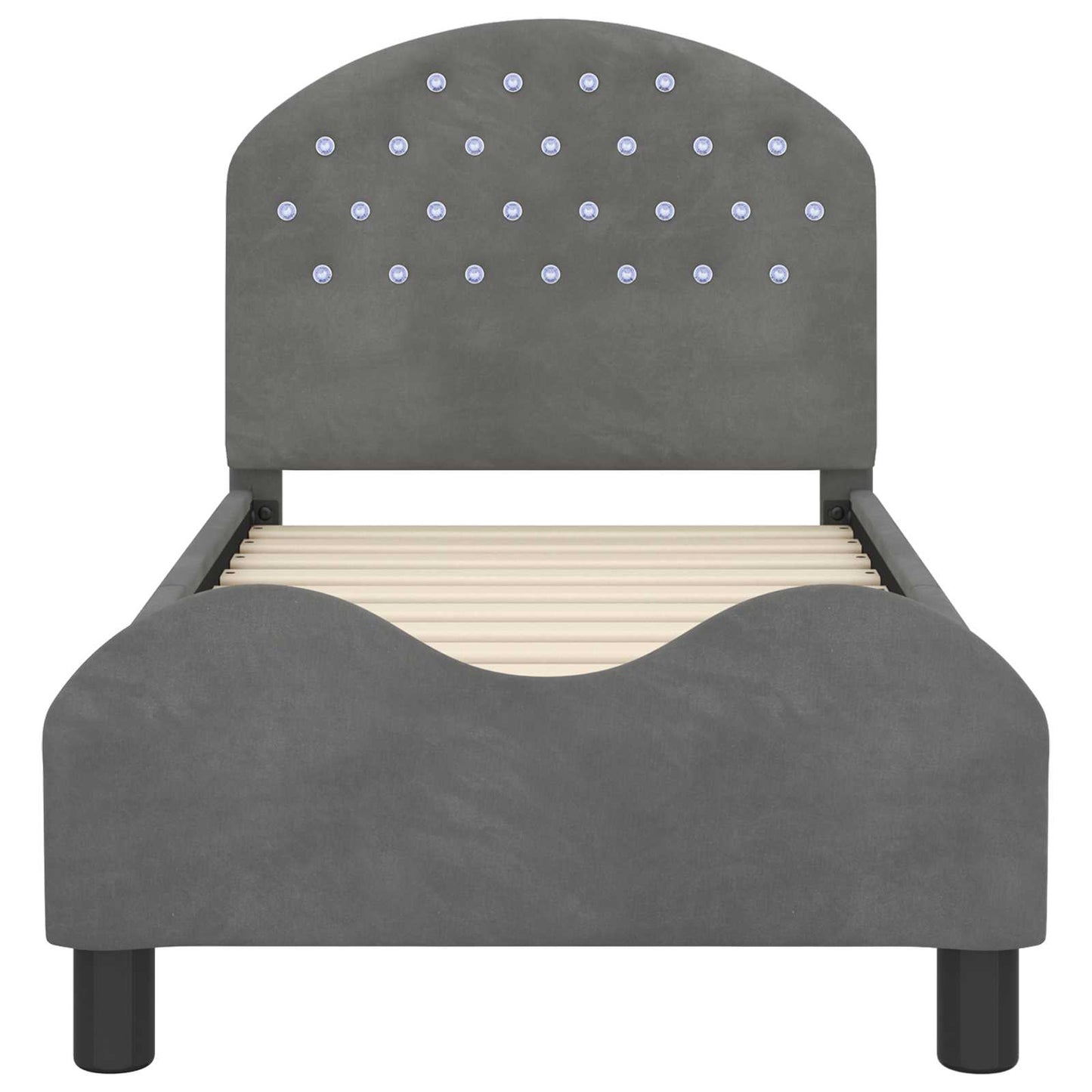 Kinderbettgestell mit Kopfteil Dunkelgrau 70 x 140 cm Samt