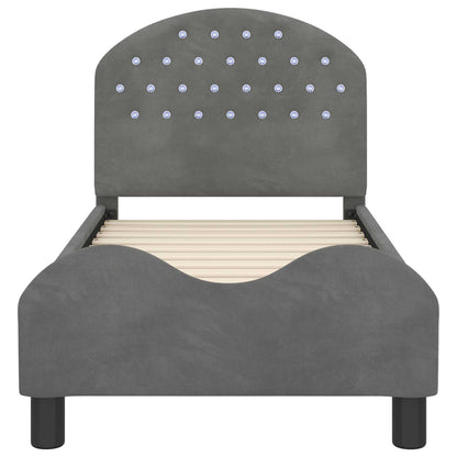 Kinderbettgestell mit Kopfteil Dunkelgrau 70 x 140 cm Samt