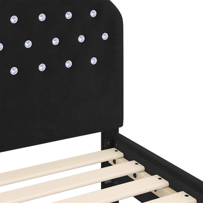 vidaXL Kinderbettgestell mit Kopfteil Schwarz 70 x 140 cm Samt