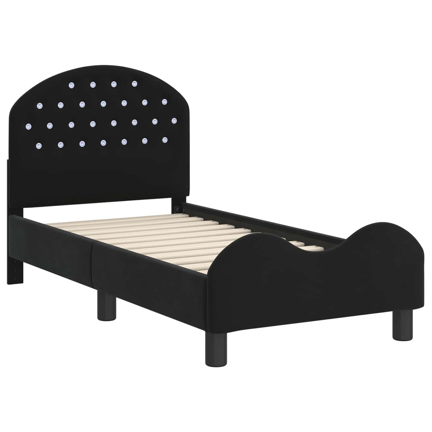 vidaXL Kinderbettgestell mit Kopfteil Schwarz 70 x 140 cm Samt