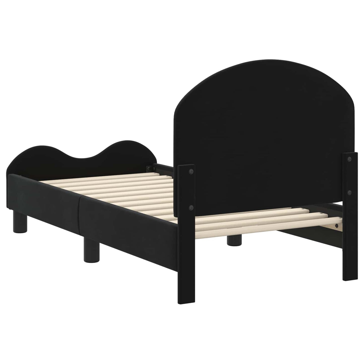 vidaXL Kinderbettgestell mit Kopfteil Schwarz 70 x 140 cm Samt
