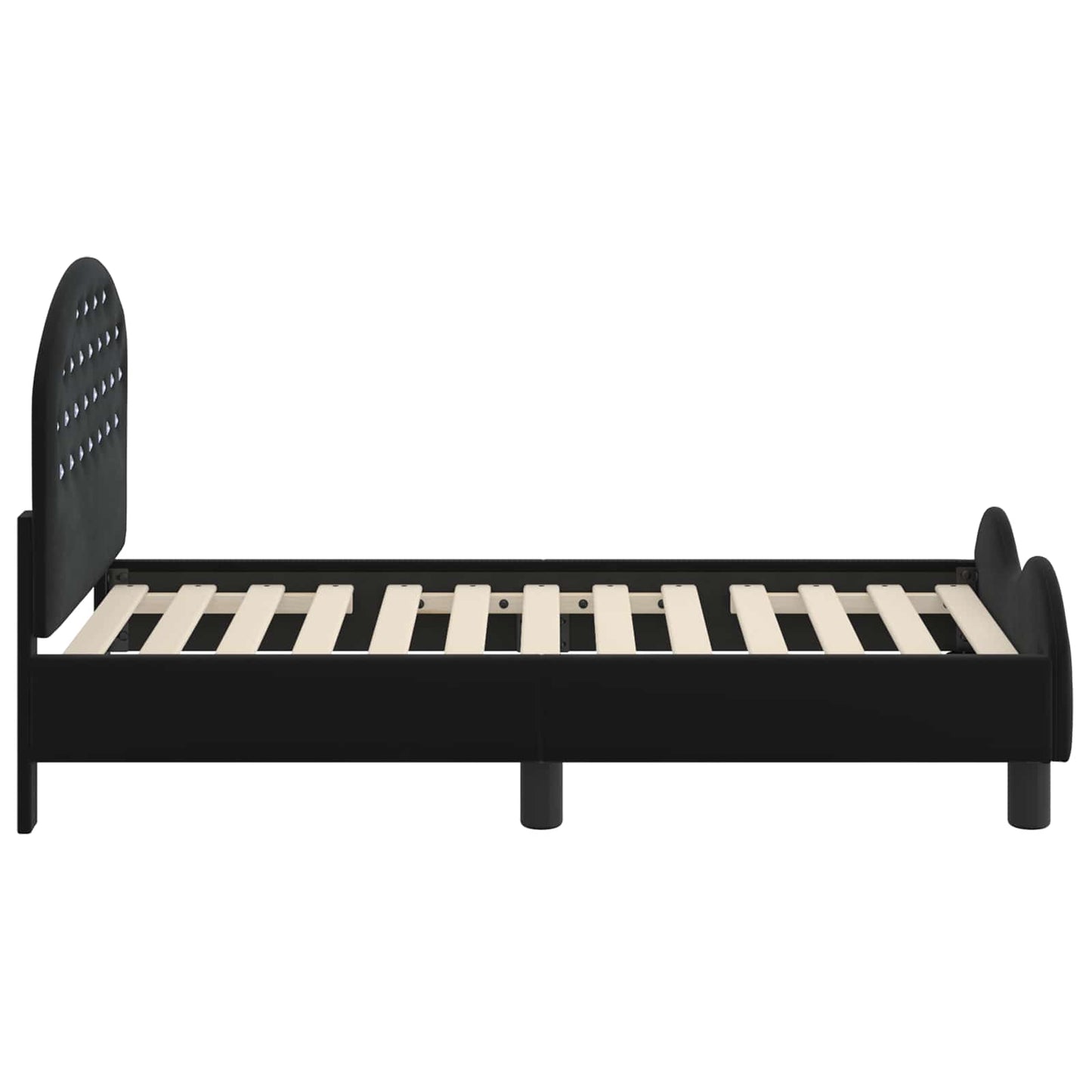 vidaXL Kinderbettgestell mit Kopfteil Schwarz 70 x 140 cm Samt