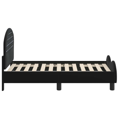 vidaXL Kinderbettgestell mit Kopfteil Schwarz 70 x 140 cm Samt