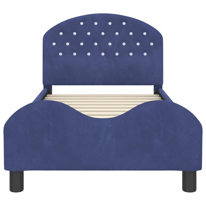 Kinderbettgestell mit Kopfteil Polizeiblau 80 x 160 cm Samt