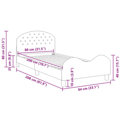 Kinderbettgestell mit Kopfteil Schwarz 80 x 200 cm Samt