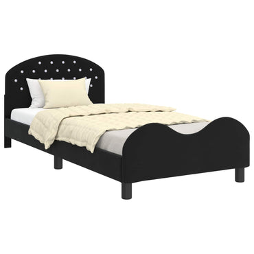 vidaXL Kinderbettgestell mit Kopfteil Schwarz 90 x 190 cm Samt