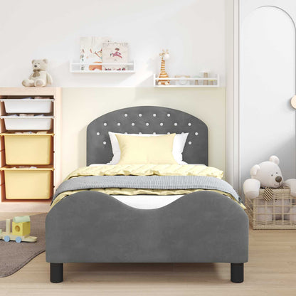 vidaXL Kinderbettgestell mit Kopfteil Dunkelgrau 90 x 200 cm Samt